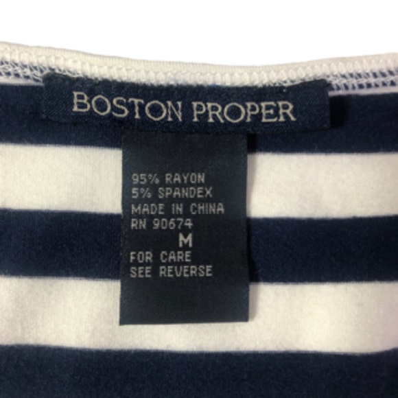 Boston Proper Twist Bodice Sleeveless Navy White Striped Top Size M - Picture 4 of 5
